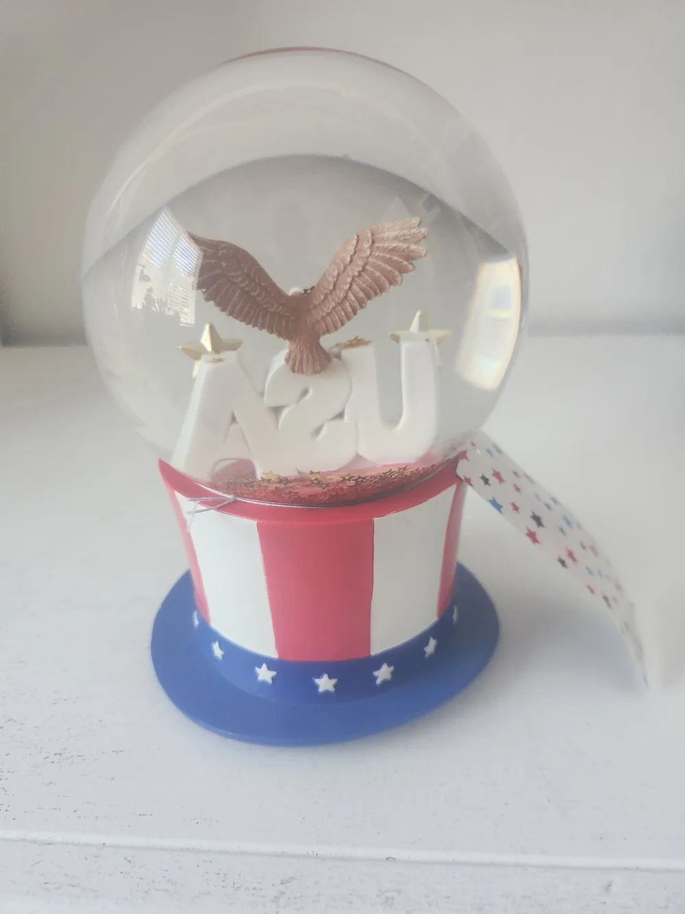 Patriotic Eagle Snow Globe Party Decoration - Red, White & Blue USA